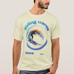 Riding waves since... vibrant colours surfer desig T-Shirt