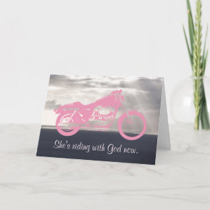 Riding with God Sympathy Card for Lady Biker
