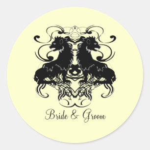 Rielaboration of Vintage Lions with Swirls Classic Round Sticker