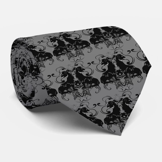Rielaboration of Vintage Lions with Swirls Tie (Rolled)