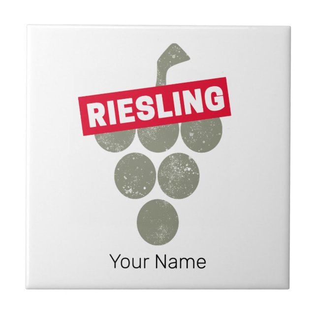 Riesling Vine Vintage Wine Drinker Grape Design Tile (Front)