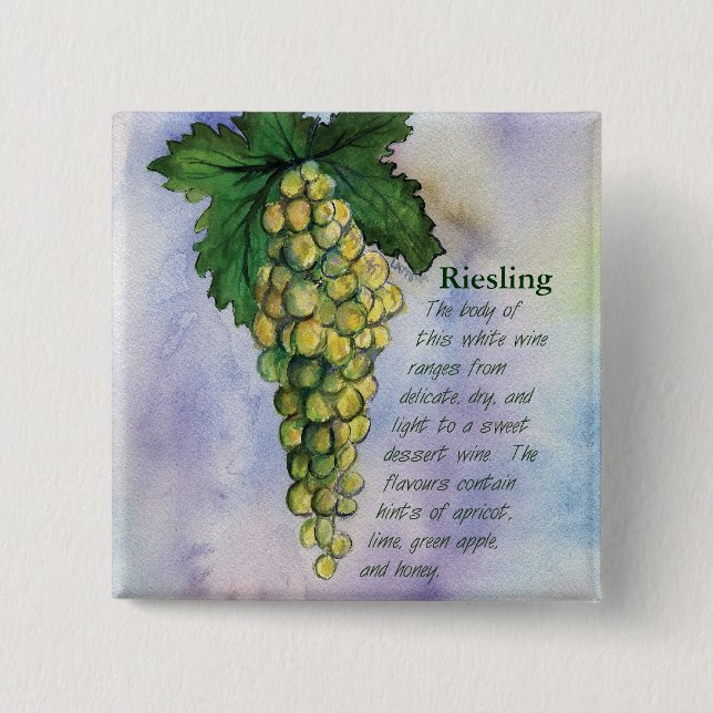 Riesling Wine Grapes Button (Front)