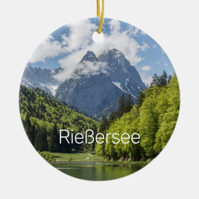 Riessersee Alps Garmisch Partenkirchen Bavaria Ceramic Tree Decoration (Front)
