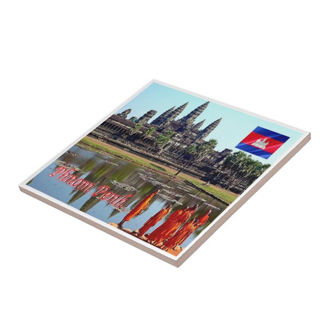 Rif. KH  Cambodia,  Siem Reap, View of Angkor Wat Tile (Side)