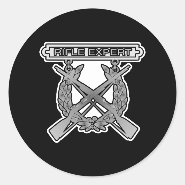 Rife Expert USMC Black Classic Round Sticker (Front)