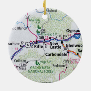 Rifle Colorado Map Ceramic Tree Decoration