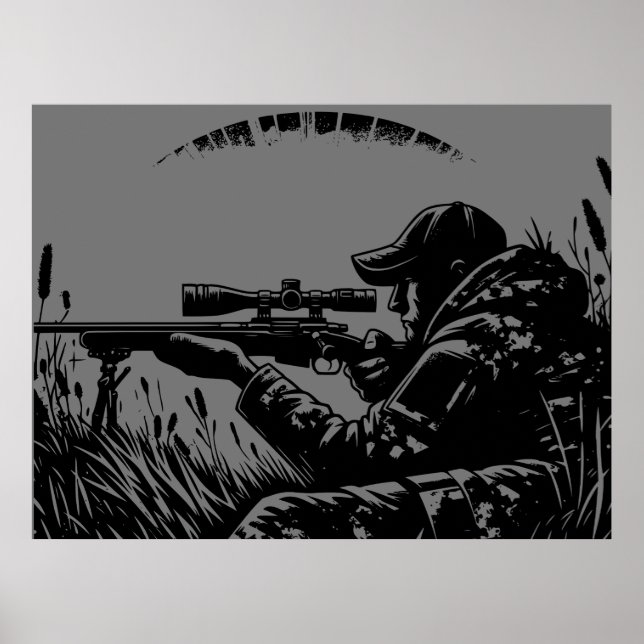 Rifle Hunting Fanatics Black & Grey | Poster (Front)