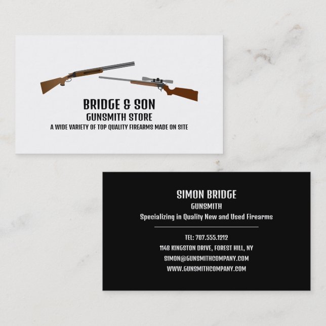 Rifle & Shotgun, Gunsmith, Gunstore Business Card (Front/Back)