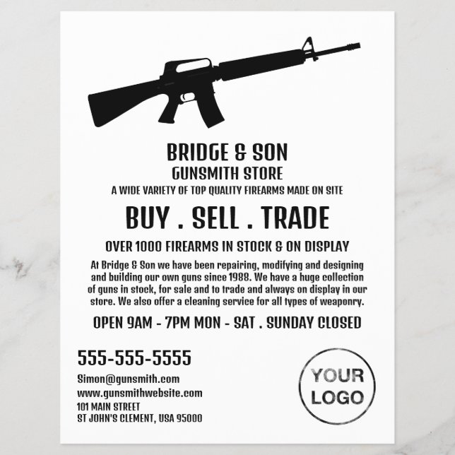 Rifle Silhouette, Gunsmith, Gunstore Advertising Flyer (Front)