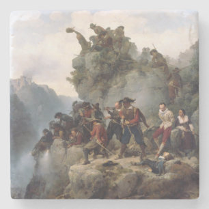 Riflemen Defending a Mountain Pass (Karl Lessing) Stone Coaster