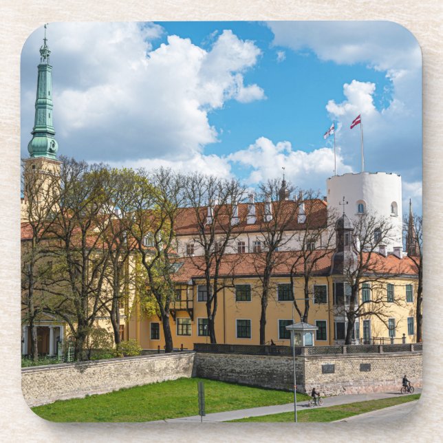 Riga Castle during sunny day in Riga, Latvia Coaster (Front)