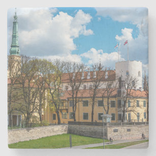 Riga Castle during sunny day in Riga, Latvia Stone Coaster