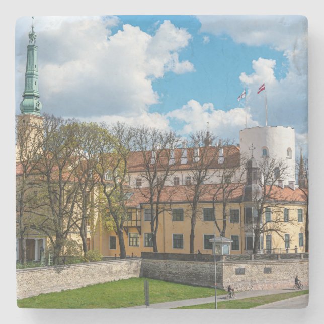 Riga Castle during sunny day in Riga, Latvia Stone Coaster (Front)