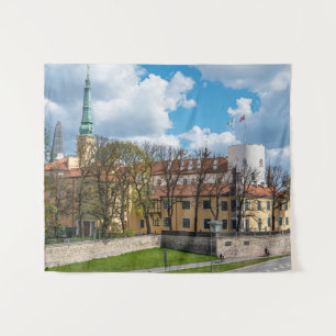 Riga Castle during sunny day in Riga, Latvia Tapestry