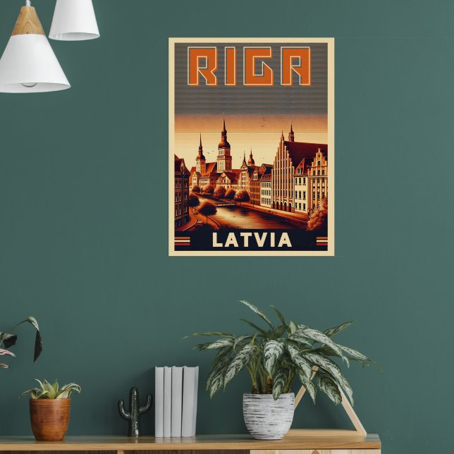 Riga City, Latvia baltic culture vintage gifts Poster (Living Room 1)