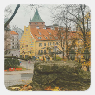 Riga in autumn square sticker