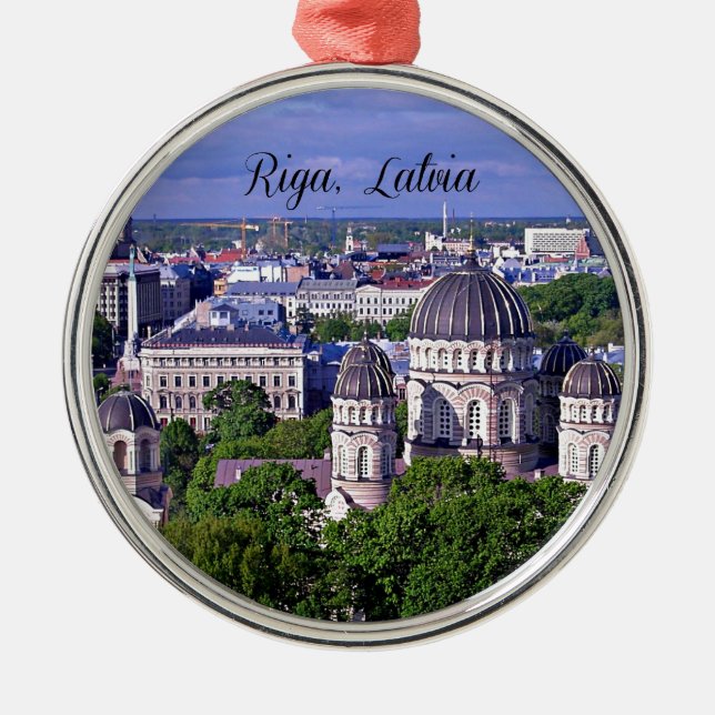 Riga, Latvia cityscape Metal Tree Decoration (Front)