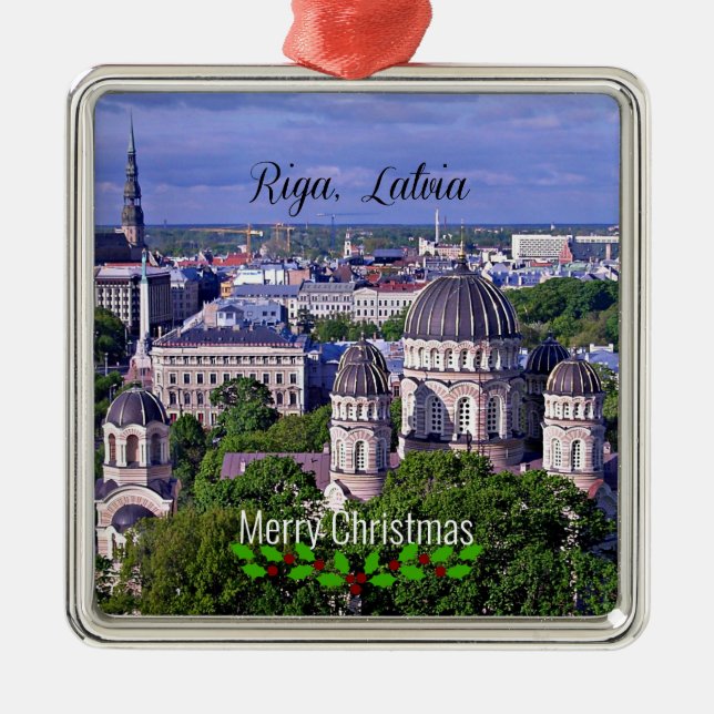 Riga, Latvia cityscape, Metal Tree Decoration (Front)