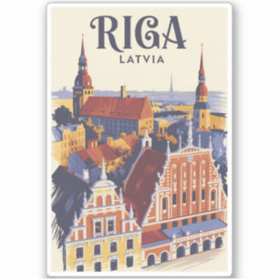 Riga Latvia Illustration Travel Art Vintage