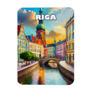Riga, pearl of the Baltic, with a thousand colors Magnet