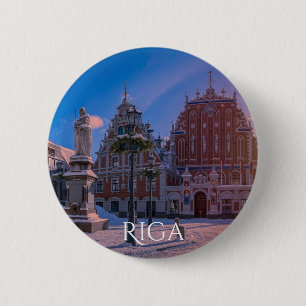 Riga Town Hall Square in winter 6 Cm Round Badge
