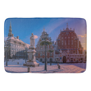 Riga Town Hall Square in winter Bath Mat