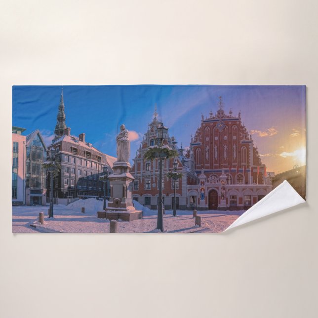 Riga Town Hall Square in winter Bath Towel Set (Bath Towel)