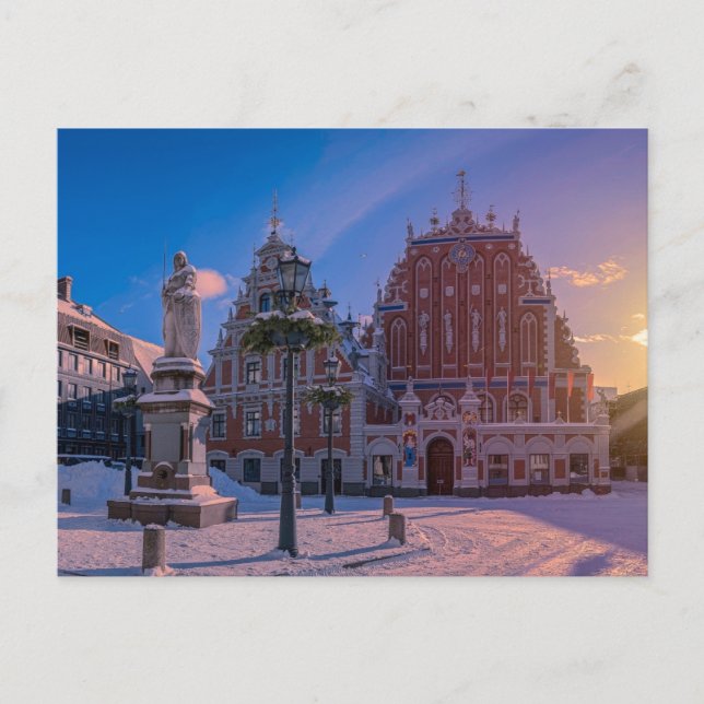 Riga Town Hall Square in winter Postcard (Front)