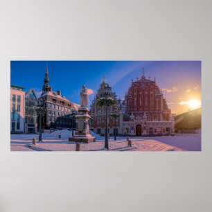 Riga Town Hall Square in winter Poster