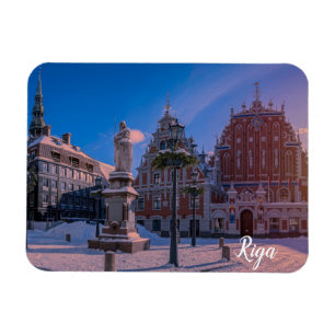 Riga Town Hall Square in winter Square Magnet