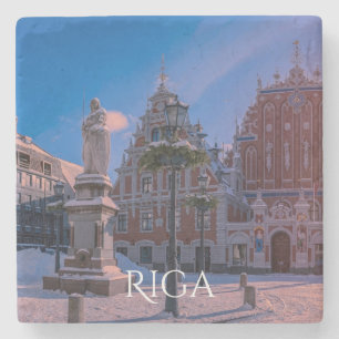 Riga Town Hall Square in winter Stone Coaster
