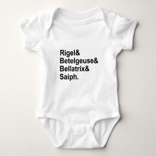 Rigel Betelgeuse Bellatrix Saiph Stars of Orion Baby Bodysuit