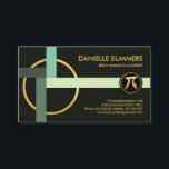 Right Angle Tangent Mathematical Shapes Business Card<br><div class="desc">A dark green cover features a mathematical shapes design with an underlying faux gold circle. Over at the right top lies your prestigious name and job title with the contact details near the base of the card. In between these items is a gold "pi number" logo you can use. Overleaf,...</div>