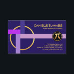 Right Angle Tangent Mathematical Shapes Tutor Business Card<br><div class="desc">A dark purple cover features a mathematical design with an underlying faux gold circle. At the top lies your prestigious name and job title with the contact details near the base of the card. In between these items is a gold "pi number" logo you can use. Overleaf, in a similar...</div>