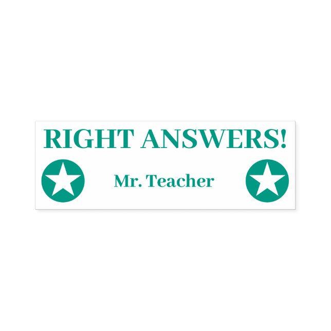 "RIGHT ANSWERS!" + Custom Teacher Name Self-inking Stamp (Design)