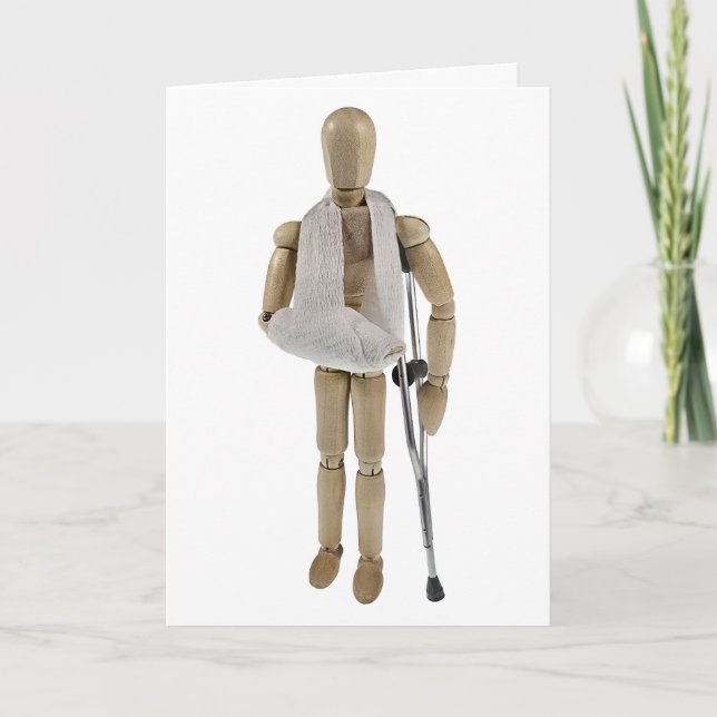 Right Arm in Sling with Crutches Get Well Card (Front)