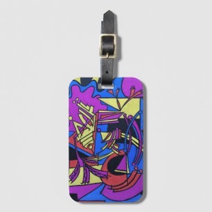 Right Brain Left Brain-Hand Painted Modern Art Luggage Tag
