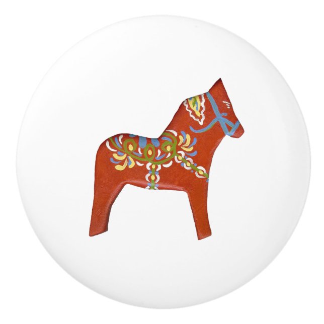 Right Facing Dala Horse Ceramic Knob (Front)