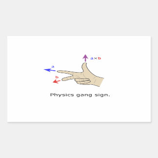 Right hand rule cross product Physics gang sign Rectangular Sticker