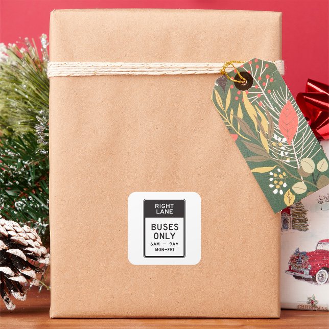 Right Lane Buses Only Sign Square Sticker (Creator Uploaded)