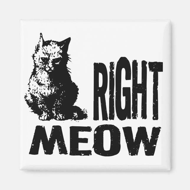 Right MEOW! Funny Evil Kitty Magnet (Front)