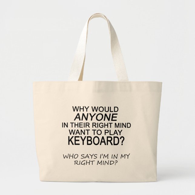 Right Mind Keyboard Large Tote Bag (Front)