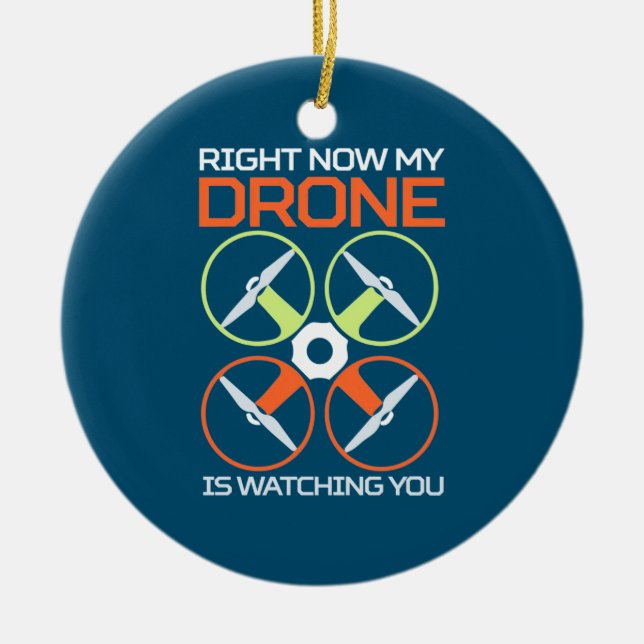 Right Now My Drone Ceramic Tree Decoration (Front)