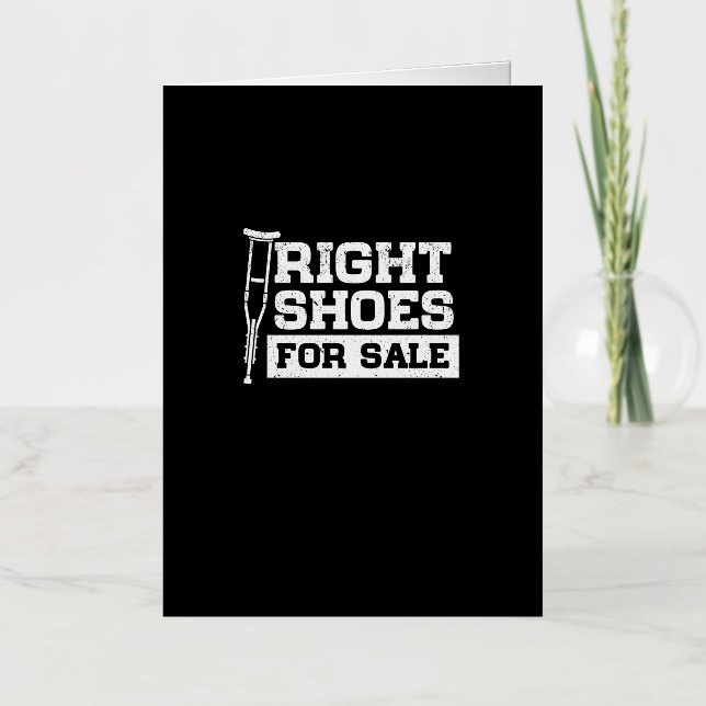 Right Shoes For Sale Amputation Walking Stick Foil Greeting Card (Front)