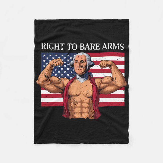 Right To Bare Arms George Washington Bodybuilder G Fleece Blanket (Front)