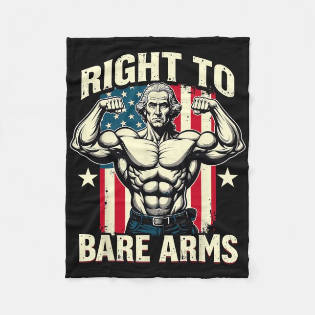Right To Bare Arms George Washington Bodybuilder G Fleece Blanket (Front)