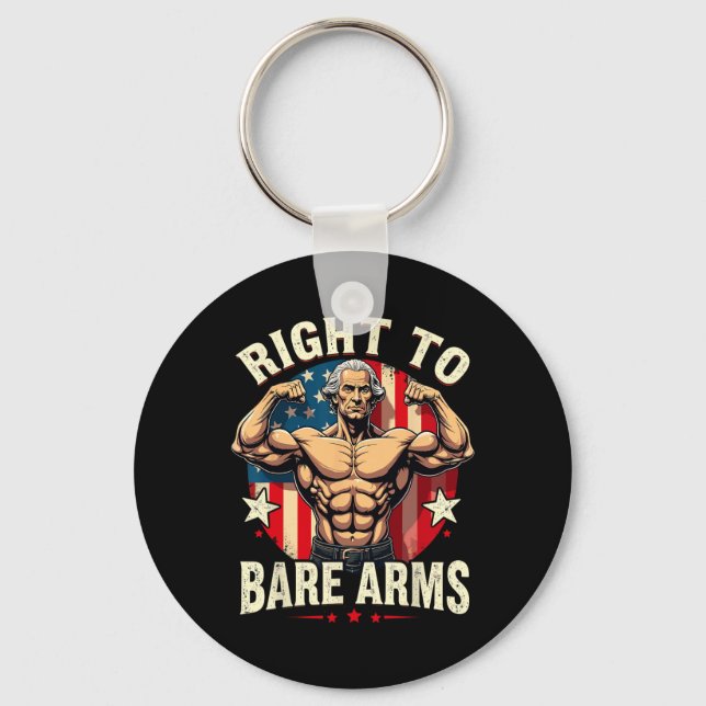 Right To Bare Arms George Washington Bodybuilder G Key Ring (Front)