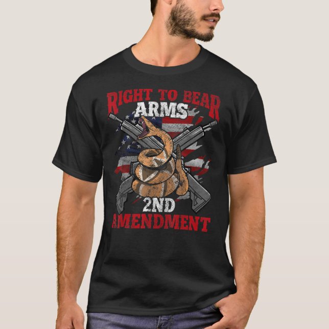  Right to Bear Arms 2nd Amendment Gadsden USA Flag T-Shirt (Front)