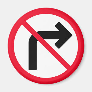 Right Turn Prohibited Red Circle Sign Magnet