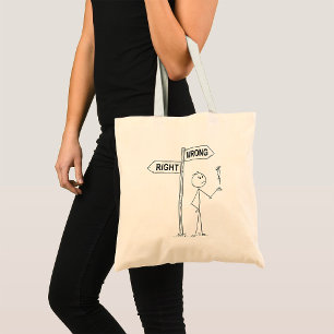 Right Wrong Illustration Tote Bag